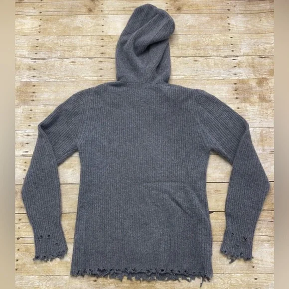 NWOT RtA CELINE Hooded Sweater Dress Tunic Hoodie Cashmere Knit Ash Distressed - Picture 3 of 16